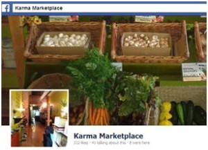 Page Facebook de Karma Market avec une photo de différents légumes qu’on peut y trouver.